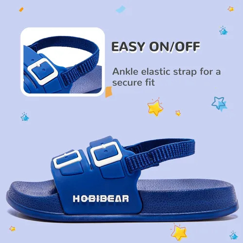 Vista 4 de HOBIBEAR Sandalias para niños y niñas, zapatos planos con punta cerrada, zapatos de agua para niños, zapatos de playa de verano (bebéniño pequeño)