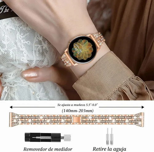 Vista 3 de JOYOZY Correas elegantes para mujer y niña compatibles con Galaxy Watch 6/5/4/FE/7 de 40 mm, 44 mm/Classic de 42 mm, 43 mm, 46 mm, 47 mm/Galaxy Oro