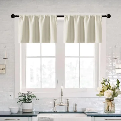 Vista 31 de XTMYI Cortinas pequeñas para ventana de sótano, cenefas opacas para oscurecer la habitación para sala de estar, juego de 2 unidades, beige natural