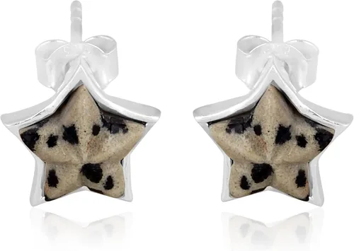 Vista 14 de Aretes de plata de ley 925 con piedras preciosas de amazonita con corte de estrella, regalo de piedra natal para ella