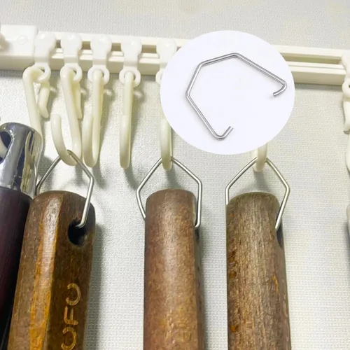 Vista 5 de Paquete de 10 cucharas de madera, accesorios de gancho de mango de utensilios de madera, ganchos para colgar, cierre de anillo para utensilios