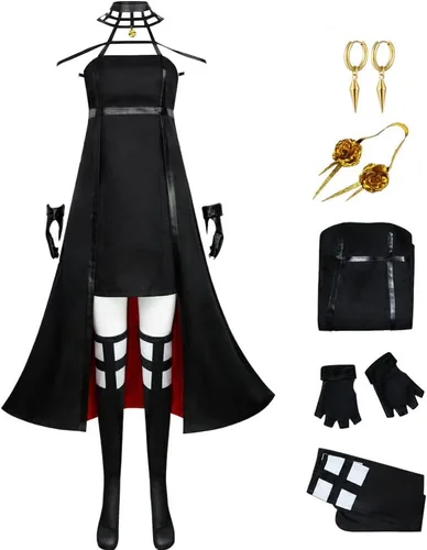 Vista 5 de Lmetsky Yor - Disfraz de cosplay Yor para cosplay, uniforme, diadema, aretes, accesorios para mujer, Halloween