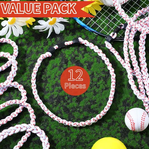 Vista 4 de Jexine Collares de béisbol de sóftbol para niños, collar de cuerda de béisbol de 3 cuerdas trenzadas Tornado Titanio, collar deportivo de sóftbol