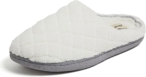 Vista 17 de Dearfoams - Pantuflas de espuma viscoelástica para mujer Leslie Terry con anchos amplios para interiores Paradise Pink Terry