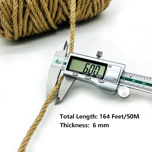 Vista 4 de Cuerda de yute de 0.236 in x 164 pies, cuerda de sisal de 1/4 de pulgada para rascador de gatos, manualidades y manualidades, cuerda de cáñamo