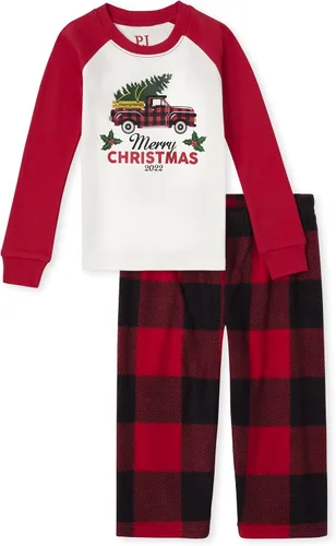 Vista 4 de The Children's Place - Pijama familiar de una pieza a juego para niños y bebés, pijamas de esqueleto de Halloween, forro polar