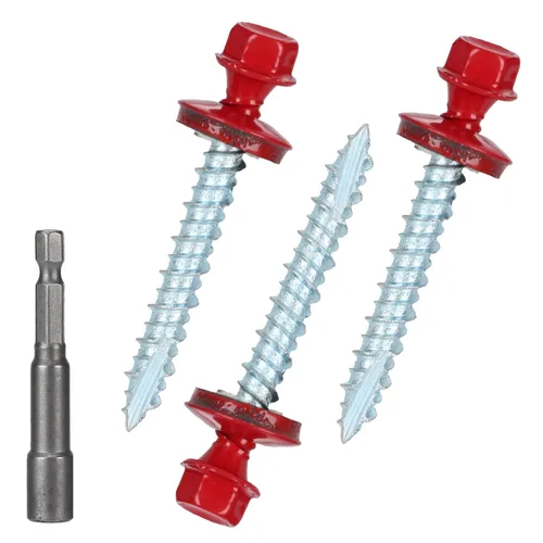 Vista 33 de Tornillos para techos de metal de 10 x 1 pulgada, tornillo para techo de chapa metálica con cabeza hexagonal negra y arandela EPDM para techos