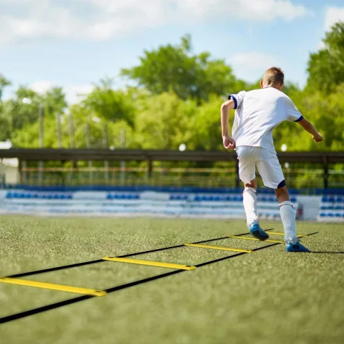 Vista 9 de GHB Pro Agility Ladder Agility Training Ladder Speed 12 Rung 20ft with Carrying Bag Amarillo-Paquete de 2