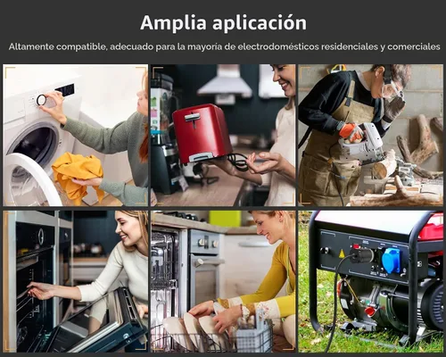 Vista 9 de Cable de extensión NEMA 5-15P con certificación UL para reparación de extremos de repuesto macho de 15 amperios, 110, 120, 125 voltios, 3 puntas, 2