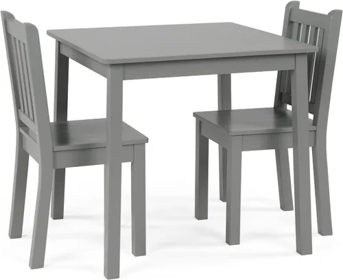 Vista 2 de Humble Crew Toddler Table and Chair Set for Kids, Wood Activity Furniture Gris