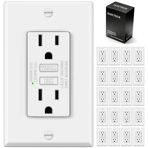 Vista 9 de ELECTECK Paquete de 5 Tomacorrientes GFCI de 15 Amperios, No Resistente a Manipulaciones, Receptáculos GFI Decorativos con Indicador LED Botón