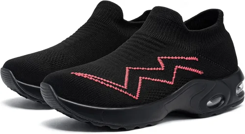 Vista 9 de LARNMERN Zapatos deportivos de punta de acero para mujer, zapatos de trabajo con puntera de seguridad, con amortiguación de aire, zapatos casuales