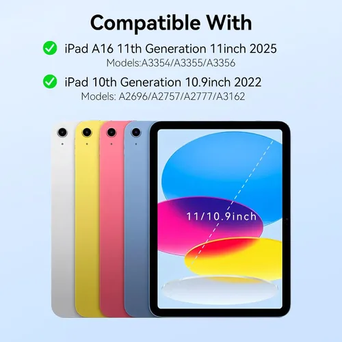 Vista 2 de TECKNET Funda para iPad A16 de 11ª/10ª generación con teclado, retroiluminación de 7 colores, funda de teclado Bluetooth inalámbrica desmontable
