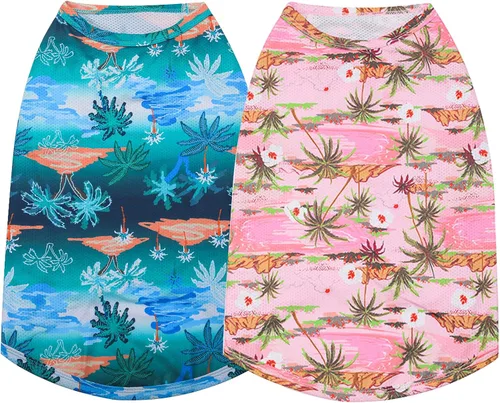 Vista 6 de Camisas hawaianas para perros, camisetas transpirables de malla de secado rápido para el verano, para niños pequeños, hembras, cachorros, chihuahua