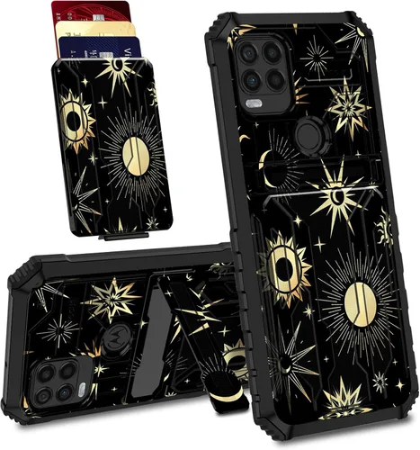 Vista 25 de Funda para Motorola Moto G Stylus 5G con ranura desmontable para tarjetero, soporte de doble capa, resistente a prueba de golpes, funda oculta