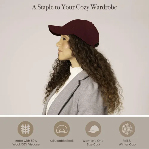 Vista 7 de San Diego Hat Company Gorro de béisbol de lana para mujer con espalda ajustable