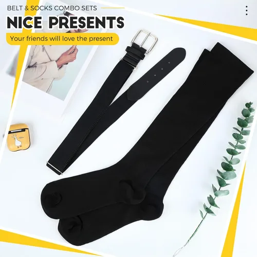 Vista 7 de SATINIOR Conjunto combinado de 3 pares de calcetines de béisbol y 3 cinturones para jóvenes y adultos para béisbol y sóftbol y calcetines