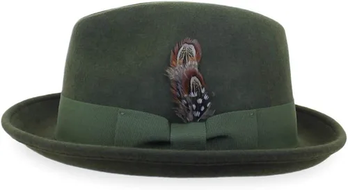 Vista 4 de Belfry Trilby - Sombrero estilo vintage con ala a presión para hombre y mujer, fieltro de lana 100% pura en negro, gris, azul marino, marrón y nuez