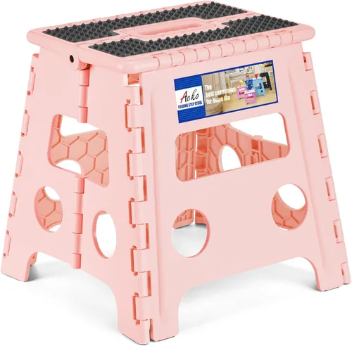 Vista 34 de ACKO Taburete plegable de 13 pulgadas, soporta 300 libras para adultos y Bicolor Verde