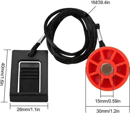 Vista 2 de Treadmill Magnet Safety Key with Clip, Universal Treadmill Emergency Stop Key Replacement for All NordicTrack, Proform, Image, Weslo, Reebok, Epic