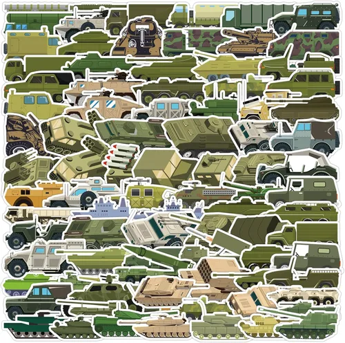 Vista 2 de Paquete de 100 calcomanías para vehículos militares para adultos y niños, calcomanías de camuflaje para camiones cisterna, vehículos militares