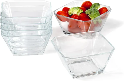 Vista 2 de Red Co. London - Juego de 6 mini cuencos de vidrio transparente cónico de 10.25 onzas para postres, aperitivos, salsas