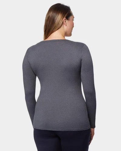 Vista 4 de 32 Degrees Heat - Camiseta de manga larga con cuello redondo y cuello redondo para mujer