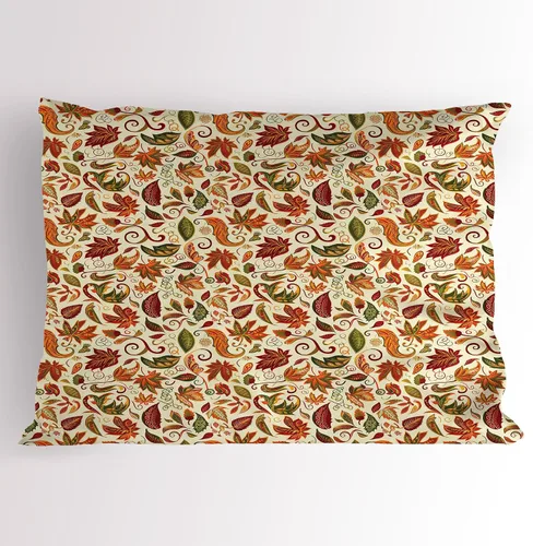Vista 18 de Lunarable Juego de 2 fundas para almohada de otoño, tema vintage otoñal con estilo granja, ilustración de flores silvestres, artículo de cama