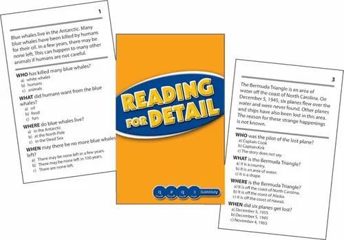 Vista 2 de Edupress Tarjetas de práctica de lectura para detalles, niveles 3.5-5.0, azul
