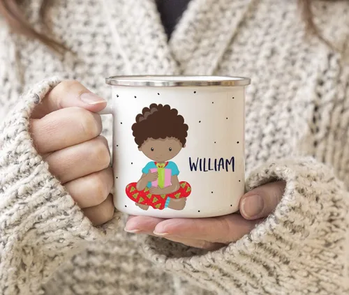 Vista 3 de Andaz Press Taza de café de acero inoxidable con nombre personalizado de 11 onzas para niños, 1 paquete, taza de Navidad personalizada