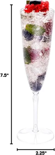 Vista 7 de Restaurantware Copas de champán de plástico de 4 onzas, 20 vasos altos de mimosa, detalle de encaje desechable, copas de champán desechables