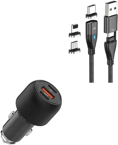 Vista 2 de BoxWave - Cargador de coche compatible con Samsung Galaxy Tab A7 Lite - Paquete de cargador de coche PD (65W), adaptador de cable de entrega