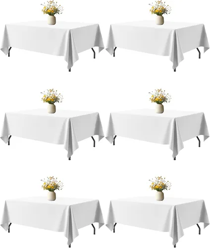 Vista 22 de Niuara Mantel de Mesa Rectangular Negro - Paquete de 6, 60" × 84" Mantel de Tela Lavable para Mesas de 5 Pies, Resistente a las Arrugas y a Prueba
