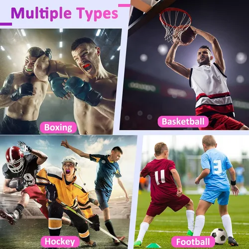 Vista 7 de Boao Paquete de 17 protectores bucales para niños y jóvenes, para deportes, niños y niñas, con funda para fútbol, lacrosse, baloncesto, boxeo