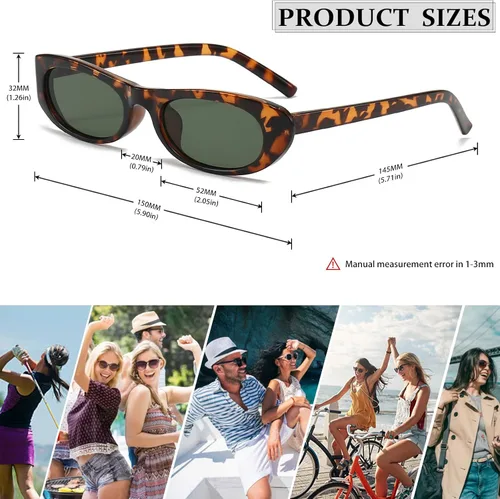 Vista 7 de Gafas de sol alargadas y angostas de ojo de gato para mujer, estilo retro de los años 90, gafas de sol ovaladas a la moda, pequeños