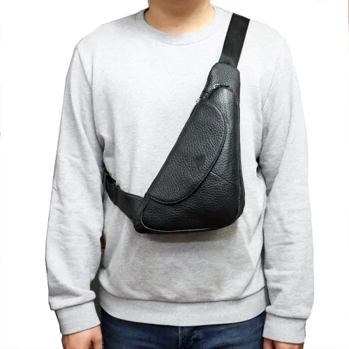 Vista 5 de Vidlea Basic - Mochila bandolera de piel negra, color negro