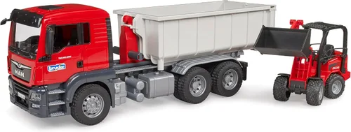 Vista 4 de Bruder 03767 Man TGS - Camión con contenedor enrollable y compacto Schäffer Escala 1:16, incl. Cargador de granja schaeffer, fabricado