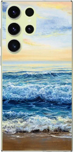 Vista 5 de Blingy's Funda para Samsung Galaxy S23 Ultra, divertido diseño escénico de playa, pintura del océano, arte de naturaleza, paisaje, funda protectora