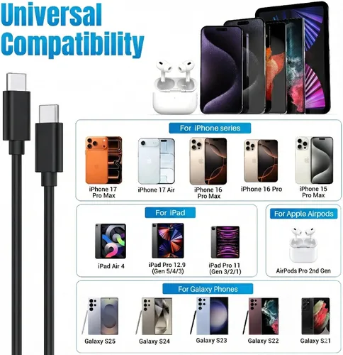 Vista 4 de Cargador USB-C de 30 W de carga súper rápida, adaptador de bloque tipo C, cable de enchufe de pared [6.6 pies + 10 pies] para iPhone 17, 17 Air, 17