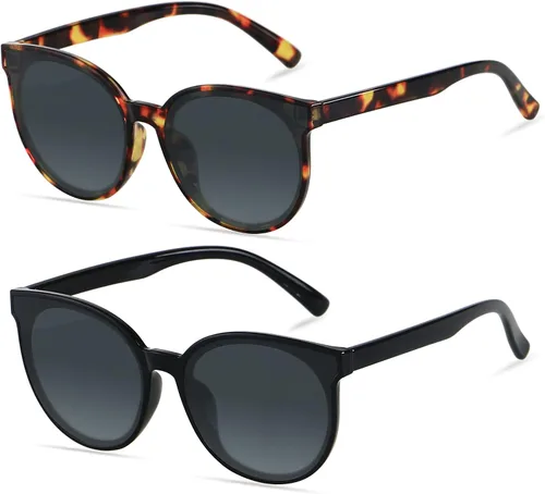 Vista 2 de LYZOIT Gafas de sol redondas para mujer, de moda, vintage, con caras pequeñas, lindas y modernas, para adolescentes y niñas, con parte superior plana
