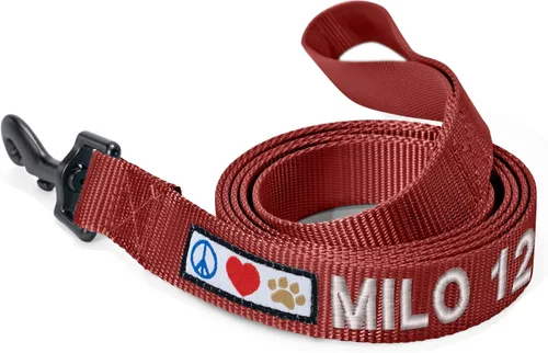 Vista 29 de Pawtitas - Correa personalizada de 6 pies para perro rosa XS/S con nombre y número de teléfono bordados, correa fuerte de nylon para razas pequeñas