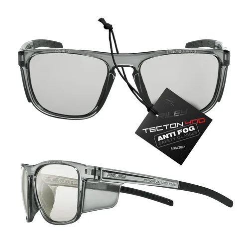 Vista 11 de Riley Navigator X - Gafas de seguridad antivaho, resistentes a los arañazos y a los impactos y bloqueo UV, marco completo ligero para el trabajo, al