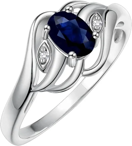 Vista 3 de Rylos Ring featuring Classic Style, 6X4MM Birthstone Gemstone, & Diamonds - Elegant Jewelry for Women in Sterling Silver, Sizes 5-10