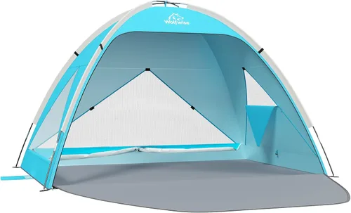 Vista 21 de Wolfwise Tienda de campaña de playa para 3 personas con protección UV UPF 50+, tiendas de campaña de playa con suelo extensible para privacidad, 3