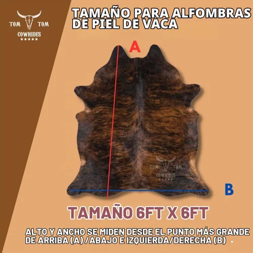 Vista 3 de Alfombra de piel de vaca 6x6 Brindle Dark Natural Leather