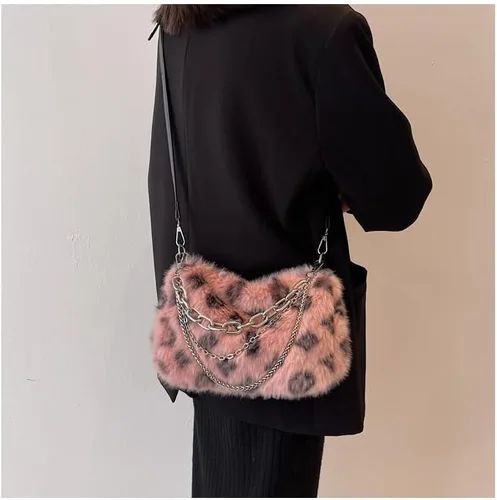 Vista 6 de Bolso cruzado de hombro con estampado de leopardo 2022 con cadena de moda con un solo hombro para axila, bolso Y2K