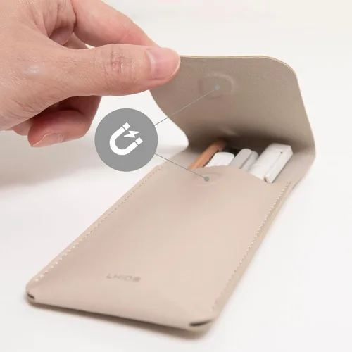 Vista 4 de LHiDS Estuche de cuero para lápices, bolsa para tres fuentes, bolígrafos y bolígrafos rollerball, estuche para lápices pequeño, organizador