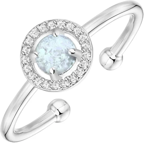Vista 12 de PAVOI 14K Gold Plated Adjustable Created Opal Rings - Stacking Rings for Women