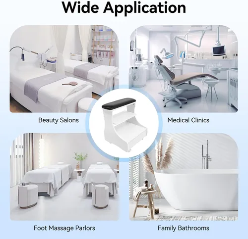 Vista 3 de Pedicura Reposapiés Baño de Pies Carrito Reposapiés Pedicura Manicura Silla Taburete de baño con ruedas Capacidad de 44.09 lbs Soporte Soporte