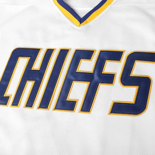 Vista 4 de Hanson Brothers - Camiseta de hockey 16 Charlestown Chiefs 17 Jeff Slap Shot 18, camiseta de hockey de película, azul, blanco, S-3XL